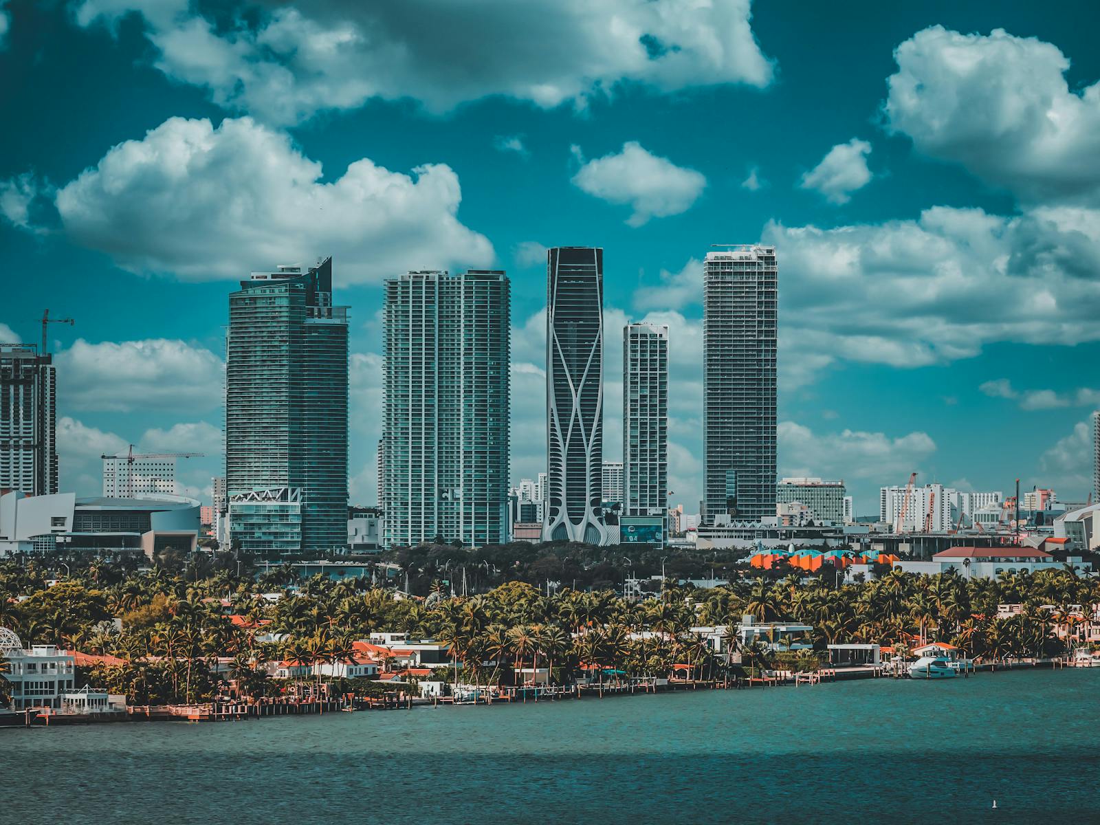 Miami skyline and Biscayne Bay near Brickell