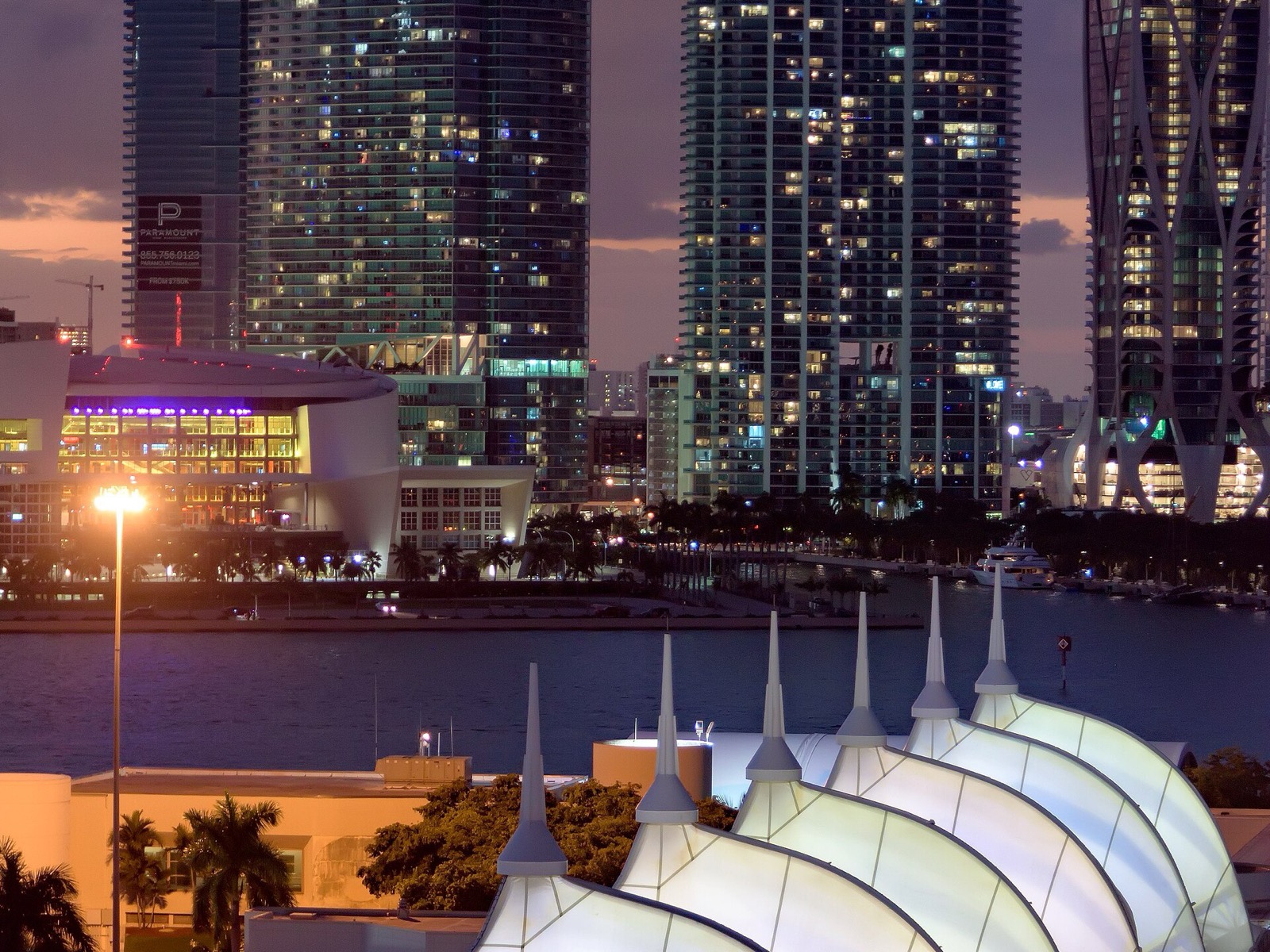 PortMiami cruise terminal and downtown Miami skyline
